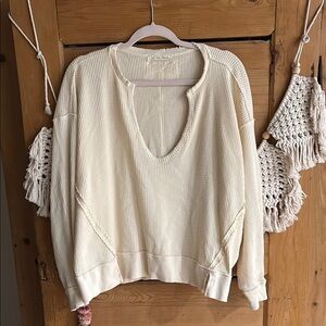 We The Free Off-White Ribbed Top cream XS